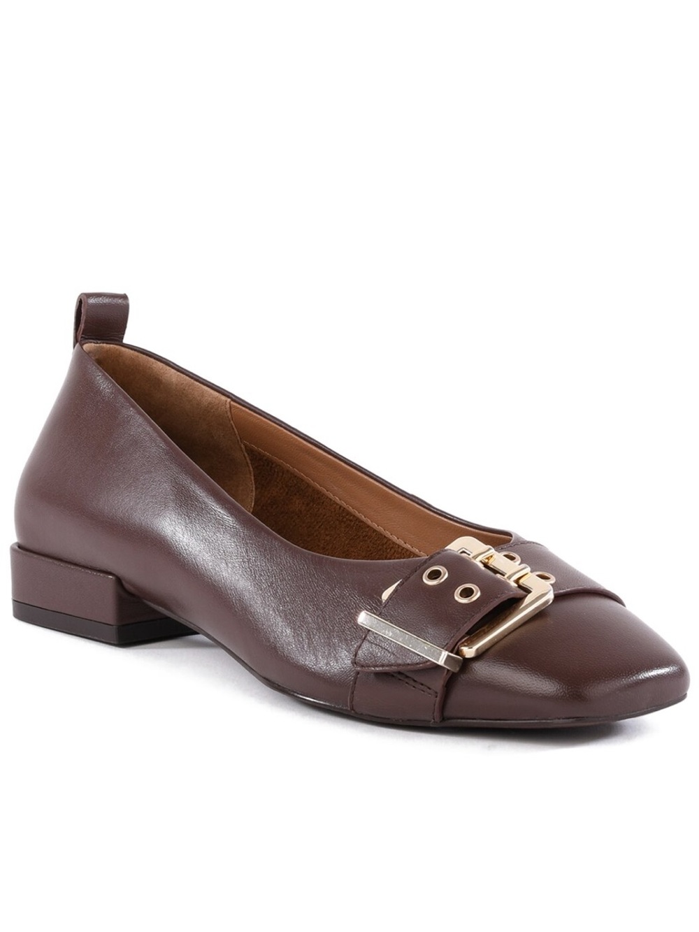 SECHELLES brown buckle leather flats size 9-9.5
